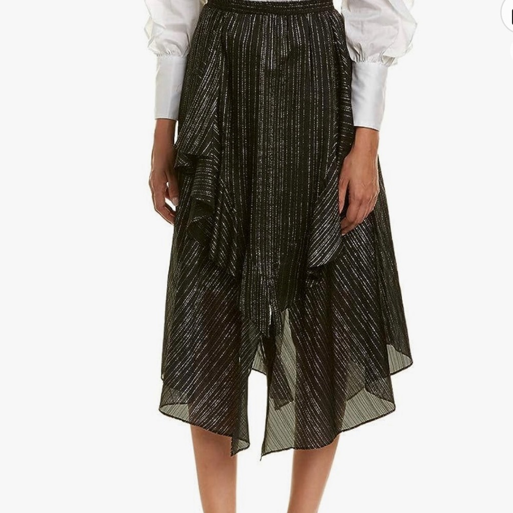 BCBG Maxazria Asymmetrical A-line metallic Skirt